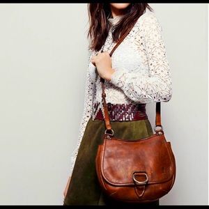 Frye Amy Cognac Leather Crossbody Saddle Bag NWT